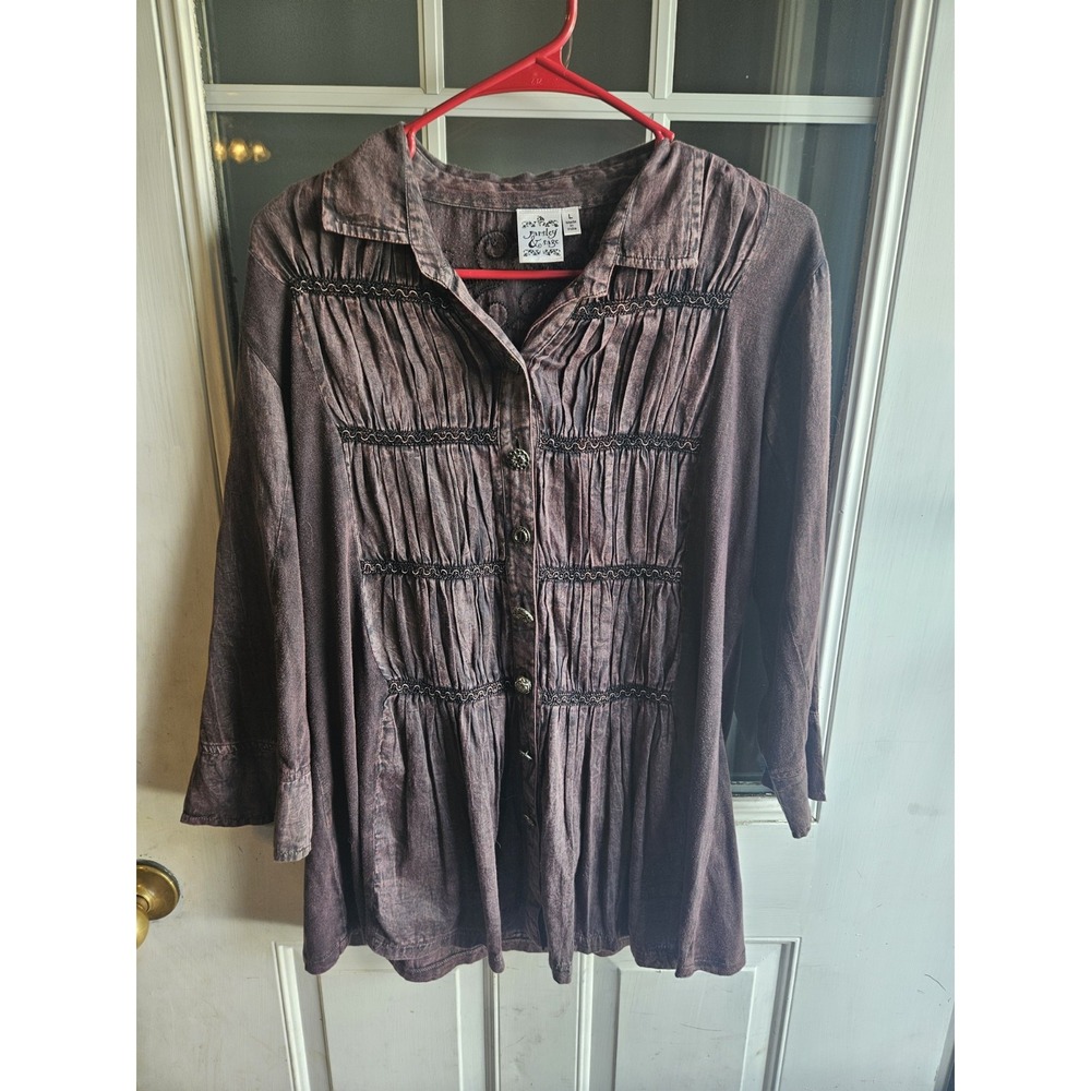 Parsley And Sage Purple Tiered Blouse Grunge Indie Sleaze Fairy Large